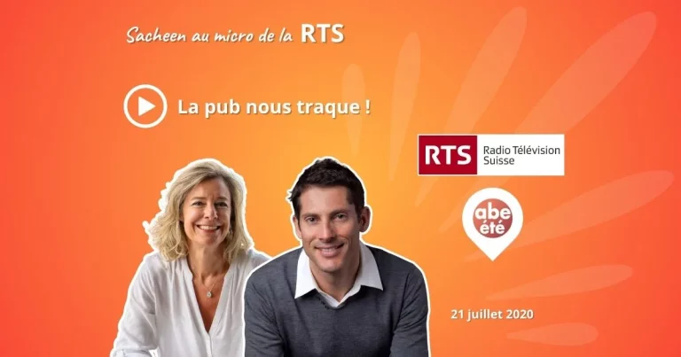 Photos de Sacheen Sierro et François Egger de la RTS, pour l'interview de Sacheen sur la publicité qui nous traque et nous manipule
