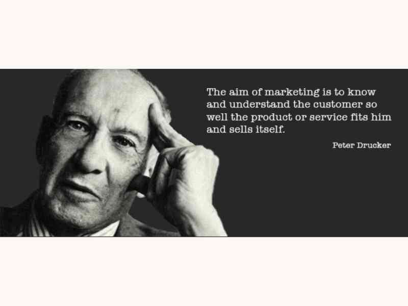 Image qui illustre Peter Drucker avec sa citation sur le marketing