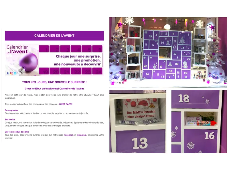 capture d'écran des visuels du site pour l'opération marketing du calendrier de l'avent