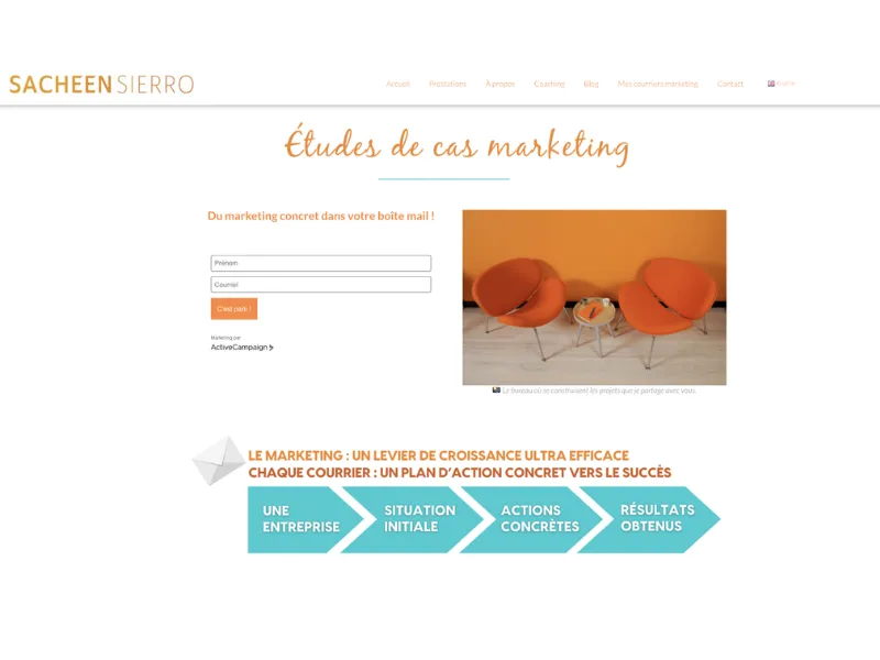 capture d'écran de l'ancien site de Sacheen Sierro
