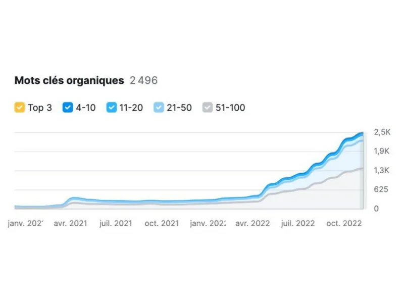 nombre de mots-clés indexés après l'optimisation du site